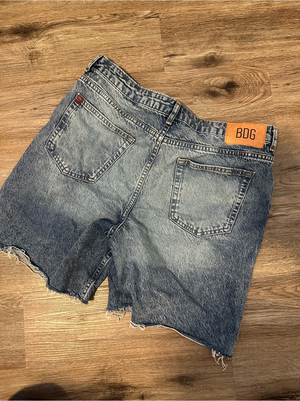 BDG High-Waist Distressed Denim Shorts - Light Wash Blue